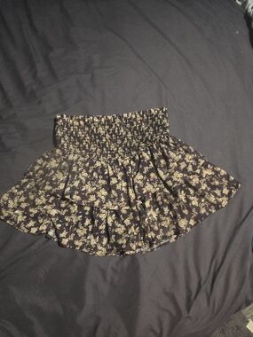 Altar'd State Black Mini Skirt with Yellow Floral Print